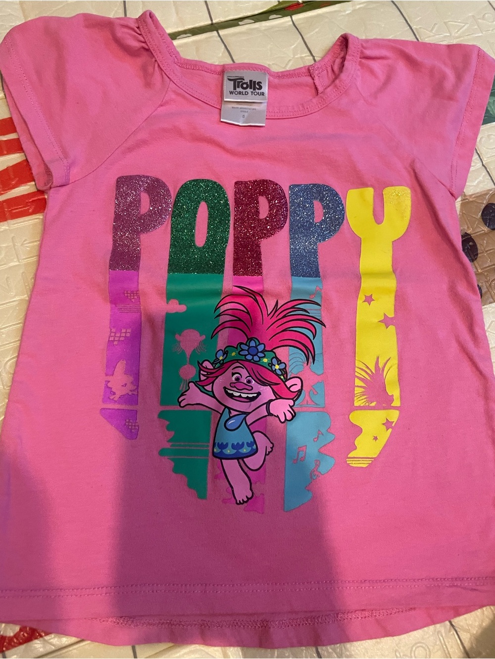 Trolls poppy short sleeve girls pink shirt 5t